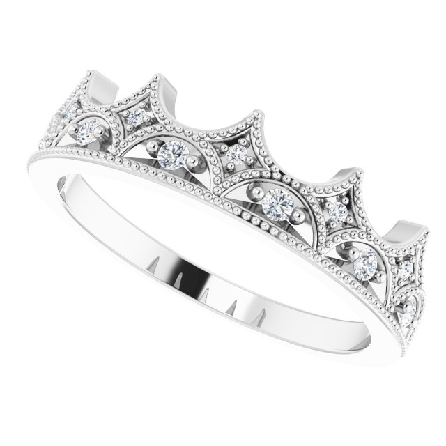 14K White 1/8 CTW Diamond Crown Ring  